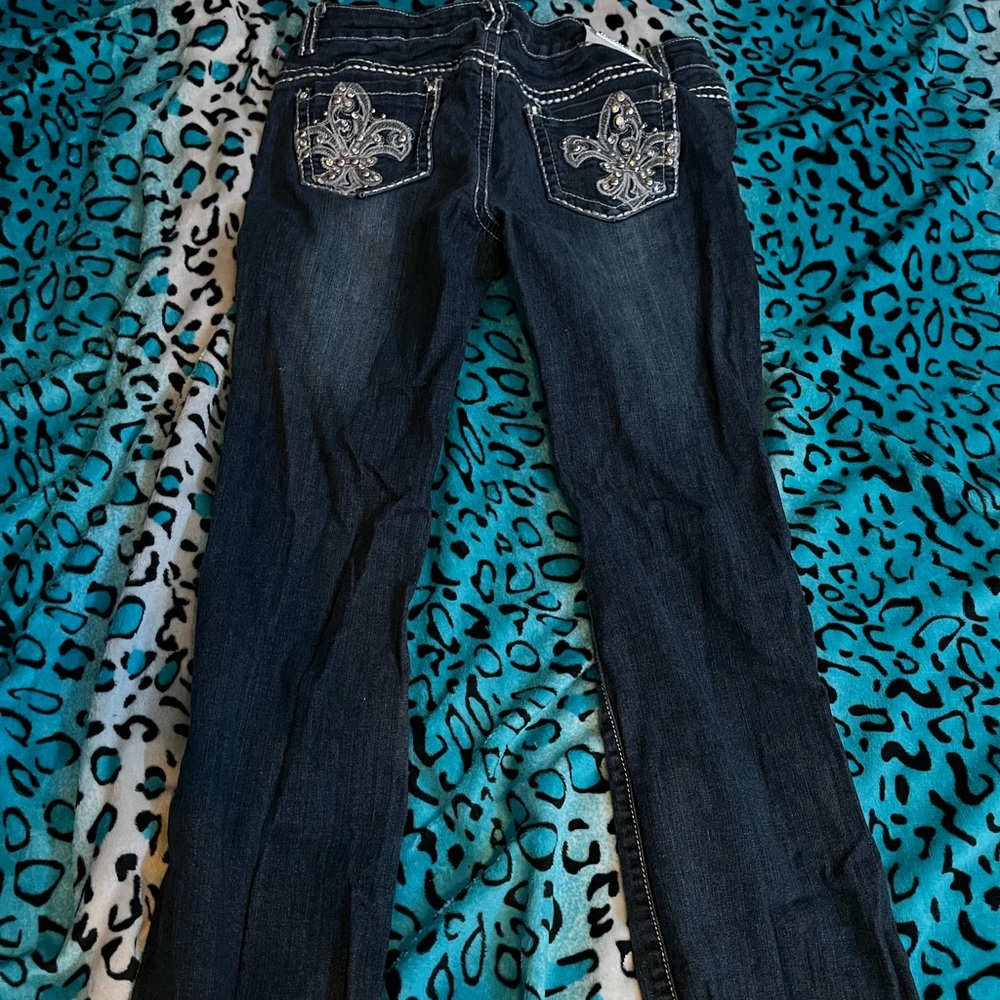 Bedazzled Fleur-de-lis Bling Jeans